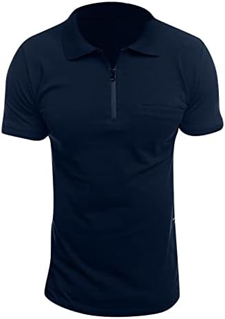 Camiseta de zip de quarto para homens, manga curta Blusa Fit Lapel Active T-shirt Casual Solid Workout Top