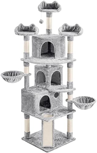 Tower de gatos Topeakmart para gatos internos, 76,5 '' de gato grande com postes de arranhões acolhedores condomínios