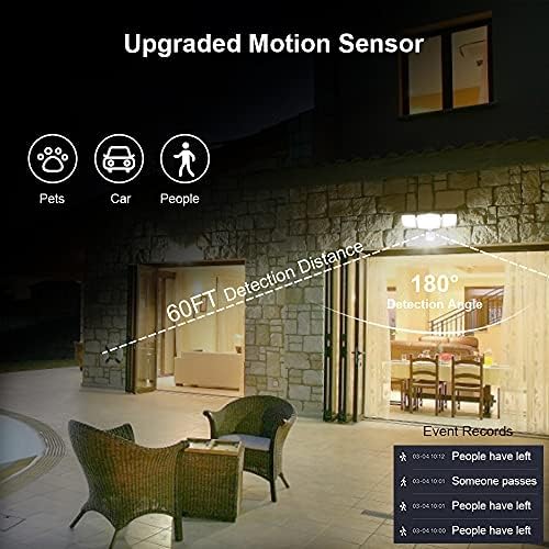 Ustellar 50W Smart LED Security Light Motion Sensor, Luz de inundação de LED externo controlada por aplicativos 5000lm,