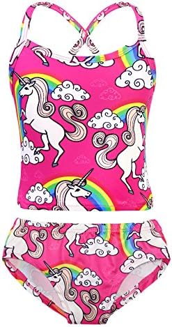 Cotrio Rainbow Unicorn Swimsuit Girls Biquini Set Kids Tankini Tanking Suwearwear