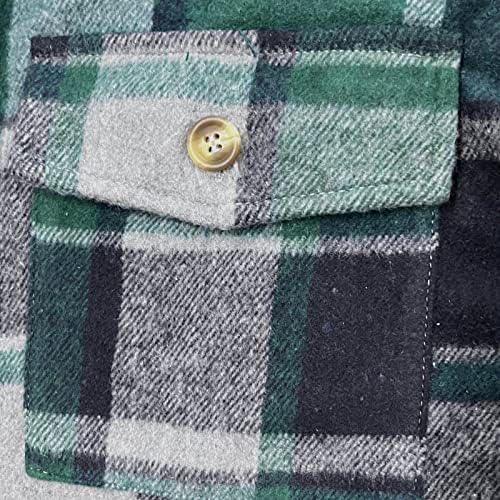 Botão de camisa xadrez de lã casual feminina botão de camisa de tartan camisa de camisa de tartan