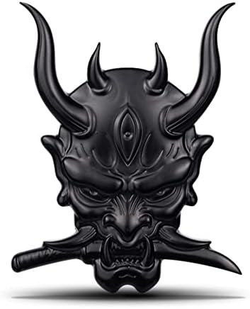 Adesivo de carros de metal samurai, decalque japonês de máscara hannya, emblema de guerreiro fantasma presa, crachá legal do crânio de Devil Death para automotivo, caminhão, motocicleta