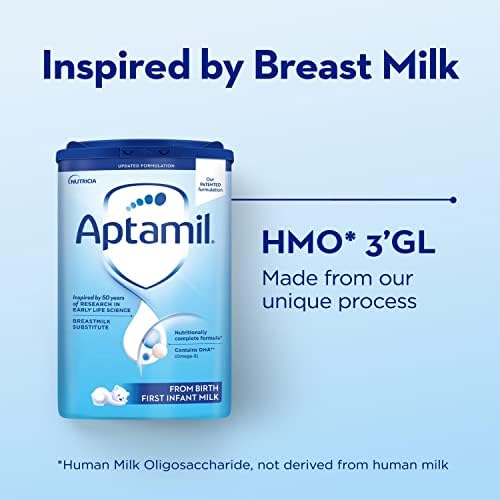 Aptamil Stage 1, Fórmula de bebê nº 1 na Europa, fórmula infantil em pó à base de leite com DHA, Omega 3 e Prebióticos, 1,76 libra