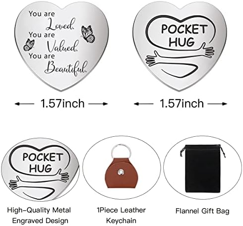 Raosime Inspirational Pocket abraço de token Gift, relacionamento de longa distância Mantenha de aço inoxidável lado de dupla