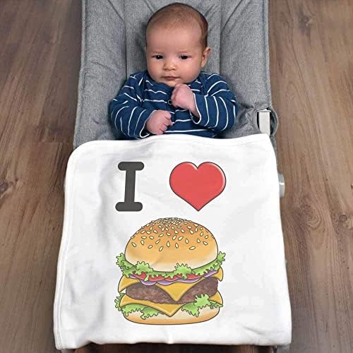 Azeeda 'I Love Burgers' Cotton Baby Blanket / Shawl