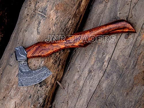 JNR Traders feitos à mão Damasco Viking Machado de corte barbudo, machado de acampamento ao ar livre para divisão de madeira e acender