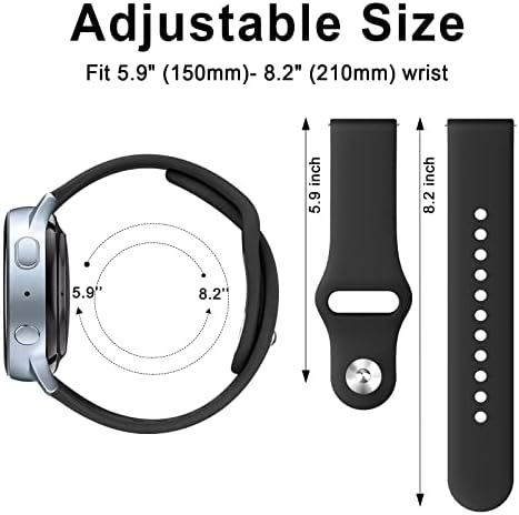 Vancle para Samsung Galaxy Active 2 Watch Bands 40mm 44mm Mulheres homens, Galaxy Relógio 4 Banda 40mm 44mm, 20mm Soft Silicone Sport
