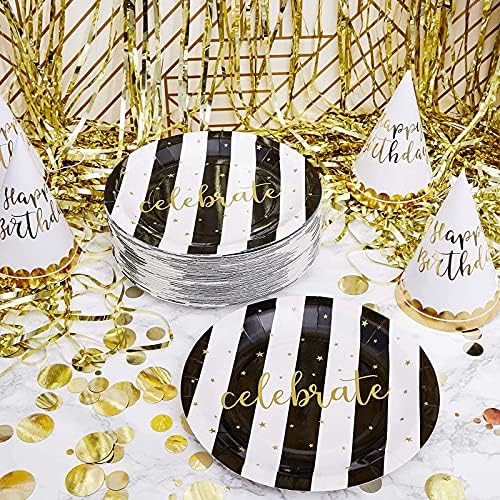Juvale 80-Pack Black and Gold Celebrate Paper Party Placas