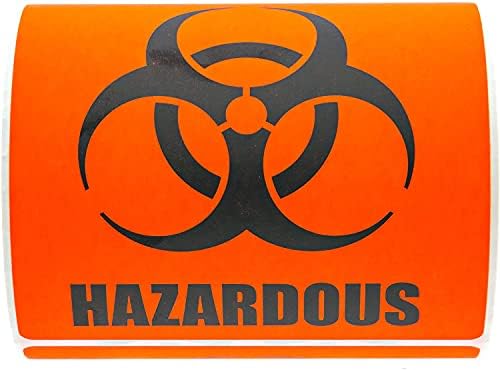 Etiquetas de aviso de biohazard/4 x 4 Adesivos de aviso de materiais perigosos