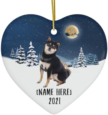 Cutie Black Tan Shiba Inu Dog Ornamentos para 2023 Nome personalizado de árvore de Natal Presentes 2024 Decorações de véspera de Ano Novo