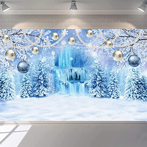 Mecolo Winter Wonderland tema cenário para garotas festa de aniversário de Natal Floco de neve de neve de neve fotografia de fotografia Background Baby Shower Bokeh Glitter Pearl Banner Decoração Booth 5x3ft