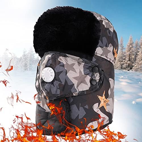Proteção a quente de lã de lã de pescoço adulto camuflagem ao ar livre e chapéus de inverno à prova de vento com tampa