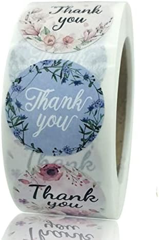 FMCMly 1 polegada Agradeço adesivos Roll, 500 PCS 8 Designs florais de adesivos de agradecimento por cartões de felicitações,