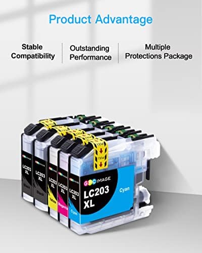 GPC Imagem LC203 Substituição de cartucho de tinta de alto rendimento XL para irmão LC203 LC 203XL LC201 Para usar