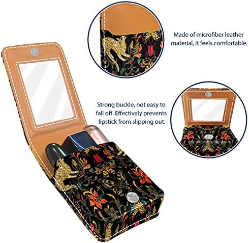Caixa de batom de maquiagem portátil para viajar, Fantasy Cats Firebirds Vintage Butterfly Mini Lipstick Storage Caixa