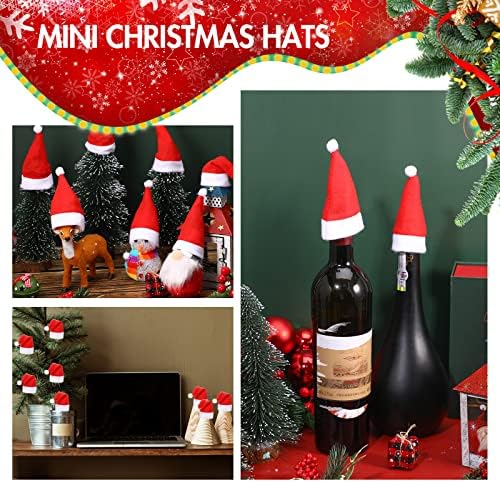 150 peças Mini chapéus de Papai Noel para artesanato pequenos chapéus de Papai Noel Mini portador de garrafa de vinho