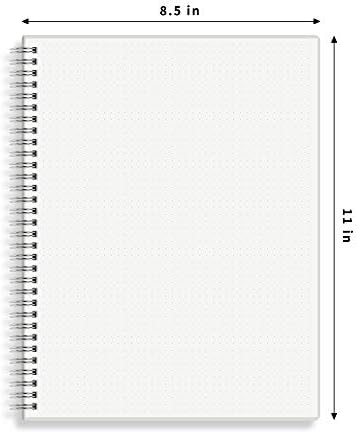 Hulytraat Grande notebook espiral de grade de pontos, 8,5 x 11, papel branco de marfim de 100 gsm, capa de transmissão robusta, 128 páginas pontilhadas por livro para casa, escola, escritório, escrita/desenho de artistas