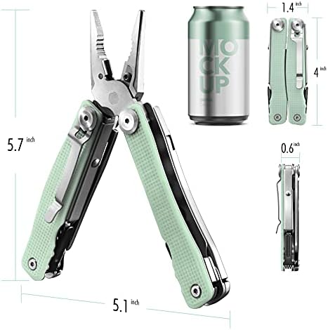 Fantasticar Utility Knife Box Cutter com lâminas extras e alicates multifuncionais verdes, corpo de aço inoxidável e caixa de embalagem de presente