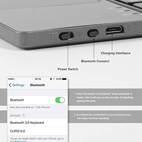 Teclado portátil sem fio Bluetooth dobrável com touchpad recarregável em tamanho real Mini -teclado dobrável Ultra Slim para iPhone ipad mini/pro/air iOS Android Smartphones/tablets e janelas