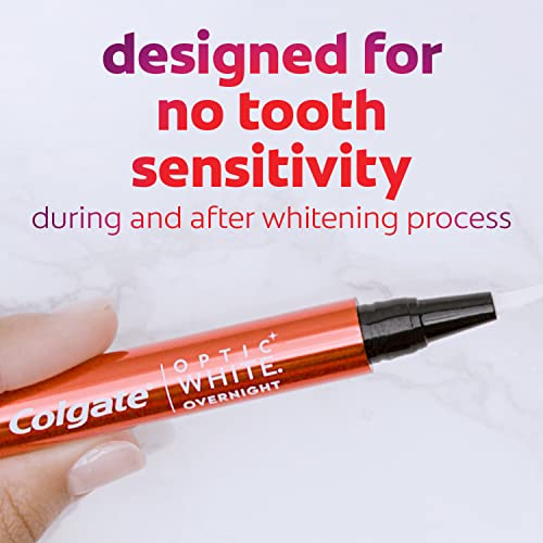 Colgate Optic White dentes durante a noite Crente de clareamento, esmalte seguro e vegano, Removedor de manchas de dentes para