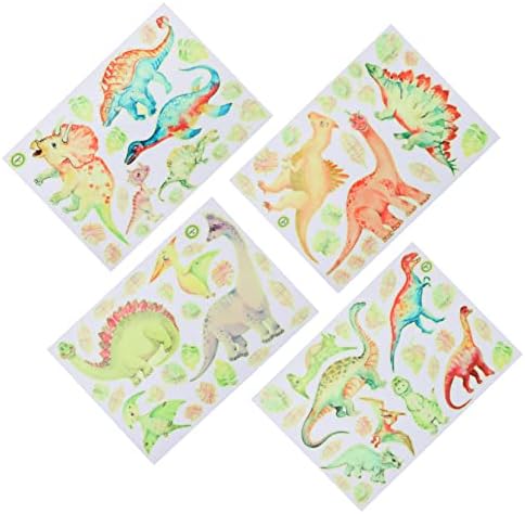 Toyandona 4 lençóis Dinosaur Animal Wall Sticker Ornamento para crianças Removíveis adesivos de parede Decalques de