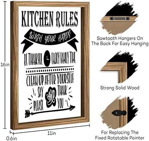 Farmhouse Kitchen Wall Decors Conjunto de 2, quadros decorativos de madeira rústica com 2 projeta regras de cozinha