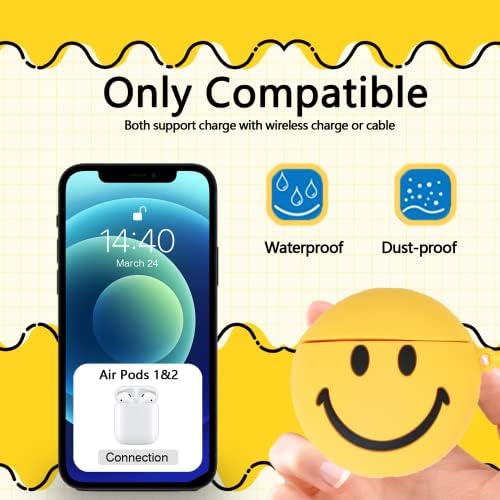 Smiley Face Airpod Case de capa compatível com a capa AirPods, capa de choque de silicone TPU fofo para AirPods 1/2,