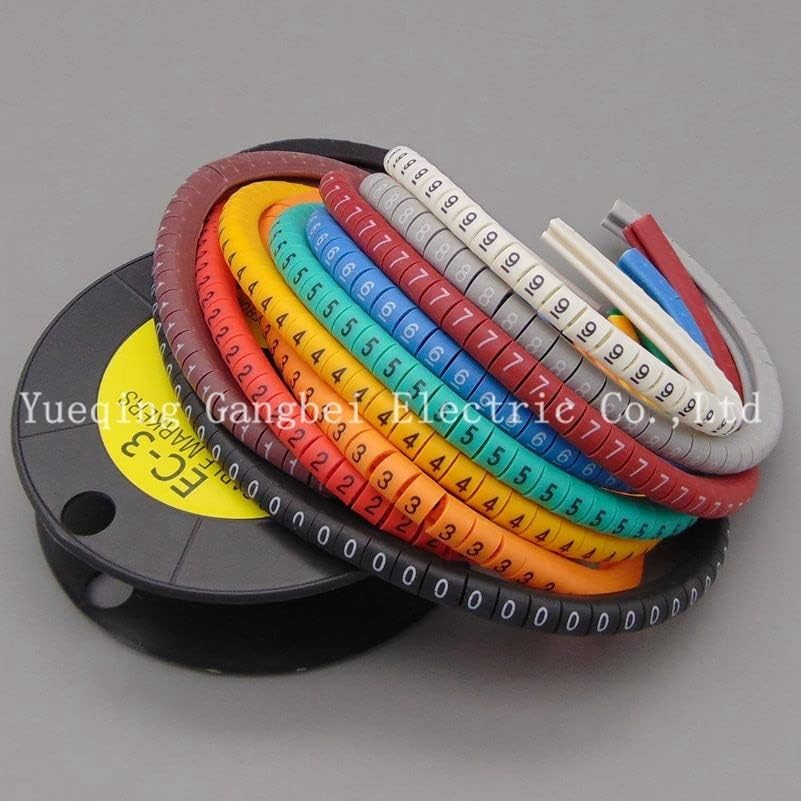 Todos os tipos de colorido tubo EC -3 de 6 mm marcadores de fios de cabos de 6 mm letra 0 a 9 x 500 - mangas de cabo