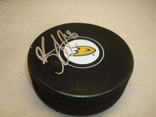 Ben Street assinou o Anaheim Ducks Hockey Puck autografado 1b - Pucks autografados da NHL