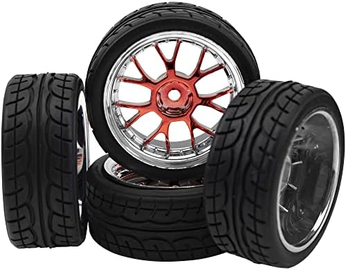 4pack hircqoo 12 mm aros de roda plástica e pneus de borracha de 2,59 conjunto com espuma compatível com traxxas kyosho hpi tamiya