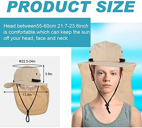 6 peças Chapéus solar unissex para homens e mulheres Caminhadas de chapéu safari chapéu largo brim UV Cap de proteção solar com retalho no pescoço para pesca ao ar livre praia de jardinagem, 6 cores