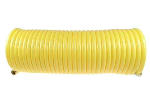 Pneumática da bobina N14-25A Mangueira de ar enrolada de nylon, ID de 1/4 de polegada, comprimento de 25 pés com ajuste