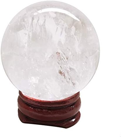 Loveliome 40 mm Rock Quartz Crying Crystal Ball, Decoração em casa esfera de adivinhação Fengshui com suporte de madeira