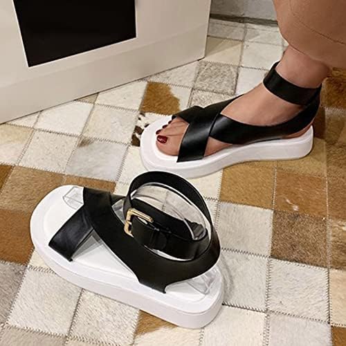 Sandálias de plataforma feminino salto grossa y2k respirável confortável bloco grossa salto boho sandals para férias de férias