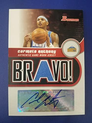 Carmelo Anthony 2005-06 Bowman Bravo Jersey Autograph D 9/9 NUGGETS-NBA Autographed Game usado Jerseys