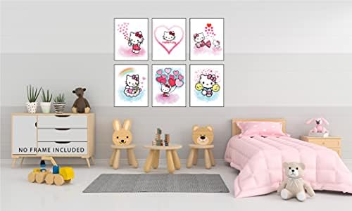 Hello Kitty pôster - pôsteres de anime, decoração de quarto hello kitty, decoração de quarto kawaii, hello kitty estampas aquarela