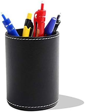 TimeTries01 Lápis de escritório de couro, caneta redonda Acessórios de mesa de mesa Organizador Caixa de contêineres de