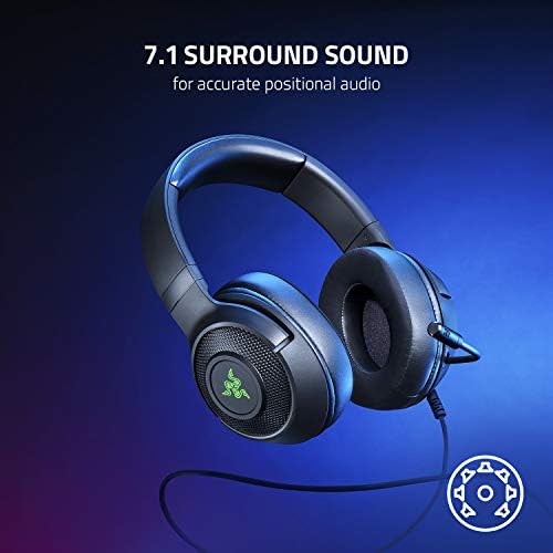 Razer Kraken V3 x fone de ouvido de jogos: 7.1 Sourth Sound - Triforce 40mm Drivers - Hyperclear Bendable Cardioid Mic - Chroma