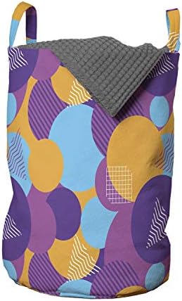 Bolsa de lavanderia Synthwave de Ambesonne, padrão contínuo de formas coloridas com temas de futurismo redondos e triângulos, cesta