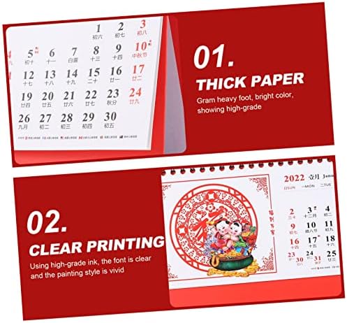 NUOBESTY 6 PCS calendários Desk Red Turnando para decors anos de anotar anos de noto prático Ano criativo Adornamentos de cavale