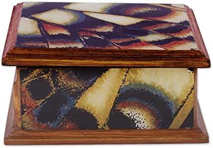 Novica Glass and Wood Painted Decorative Box, Brown, Butterfly Daydream '