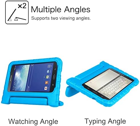 ViaHoo Kids Case for Samsung Galaxy Tab E Lite 7.0 Sm-T113 e Tab 3 Lite 7.0 Sm-T110/Sm-T111/Sm-T116 Compróquipões Prove de espuma Case de proteção pesada com alças, azul