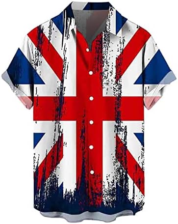 BMISEGM Summer Men Shirts Mens Independência Bandeira 3D Impressão Digital Moda personalizada Botão de lapela camisa