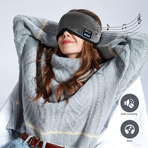 Máscara de olho para fones de ouvido dormindo para dormir com fones de ouvido sem fio removíveis Microfones livres de viagem de