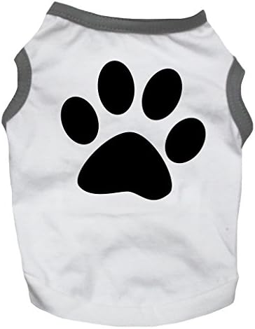 Pedra Petitebella Pet Supply Pegada de cachorro cinza Camiseta branca vestido de cachorro