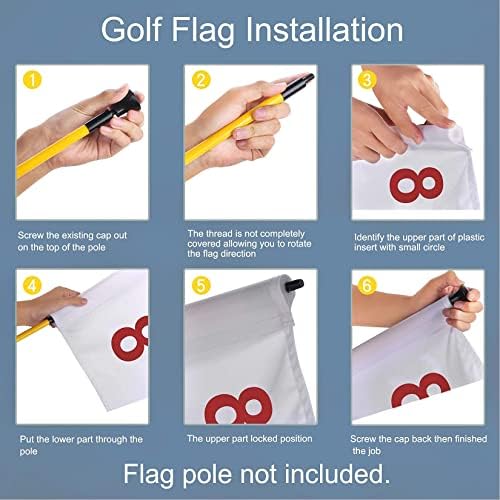 Kingtop Golf Flagstick Mini, colocando bandeira verde para quintal, design de 2 pés de flagpole 2 seção, bandeiras de golfe bandeiras de copo de buraco, 4 de colocação de copo, numerada nº 7-9