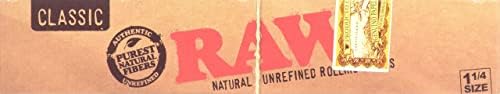 Classic Classic Raw 1.25 1 1/4 Tamanho Cigarro Rolling Box de 24 pacote de 24 pacote