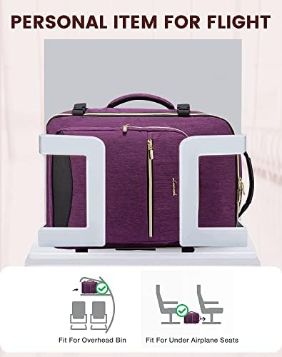 LoveVook grande laptop para laptop Mulheres, 40l Flight aprovado pelo transporte de backpack à prova d'água de 17,3 polegadas Daypack Business College Weekender Backpacks Bolsa com 3 cubos de embalagem, roxo