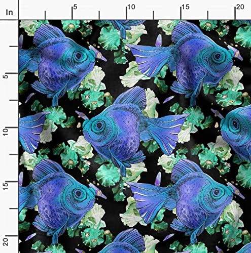 Soimoi Blue Cotton Jersey Fabric Fish Decor Decar