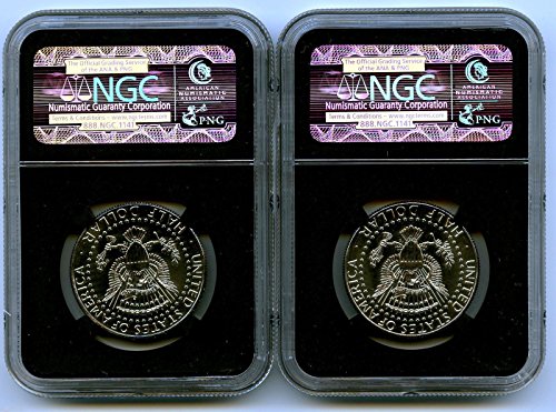 2014 Us Mint P D Kennedy 50th Anniversary High Relief Relief Meio Dólar Retro Black Core Duas Coin Set NGC SP68